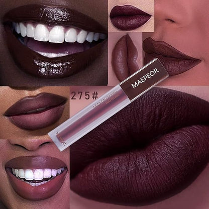 MAEPEOR Matte Liquid Lipstick Set 5 Colors High-pigmented Smooth Creamy Lipstick Long-lasting Non-Stick Cup Not Fade Lip Combo Set for All Skin