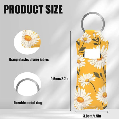 Cute Daisy Design Chapstick Holder Keychain, Portable Lip Design