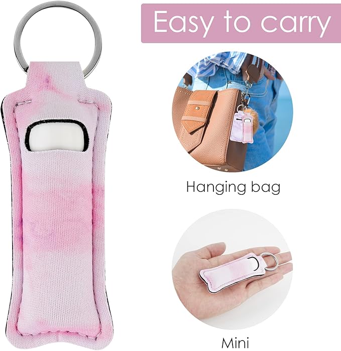 Marble Chapstick Holder Keychains Lipstick Sleeve Pouch Lip Gloss