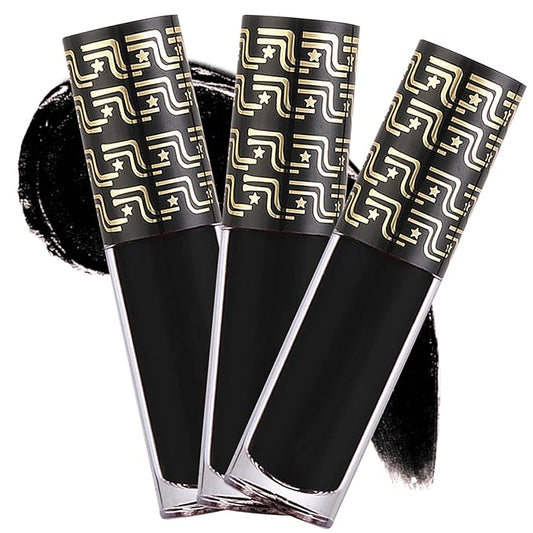 3 PCS Matte Black Liquid Lipstick,Professional Halloween Special Effects Makeup Long Lasting Waterproof Face Body Paint Lip Gloss for Cosplay Goth Makeup