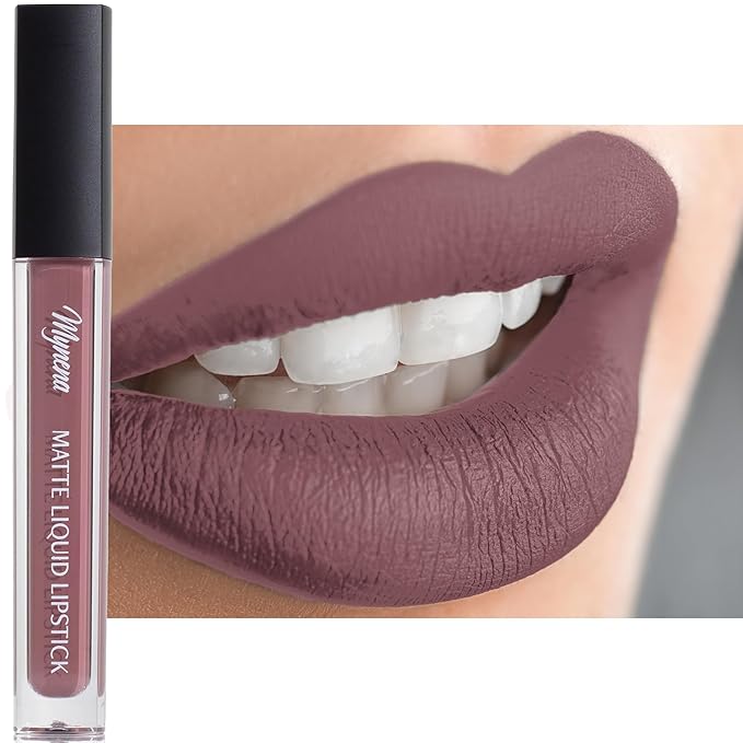 Mynena Rosy Nude Long-Lasting Matte Liquid Lipstick | Intense Color, Smudge-Proof & Waterproof | Comfortable, Hydrating Shea Butter | Vegan & Cruelty-Free | Eve