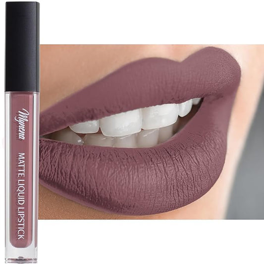 Mynena Rosy Nude Long-Lasting Matte Liquid Lipstick | Intense Color, Smudge-Proof & Waterproof | Comfortable, Hydrating Shea Butter | Vegan & Cruelty-Free | Eve