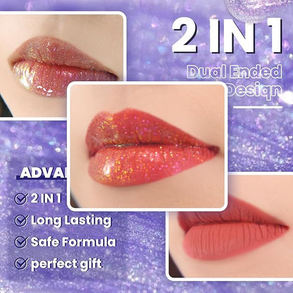 CHARMACY Multichrome Double Head Non-Stick Lip Gloss, Metallic Gloss,