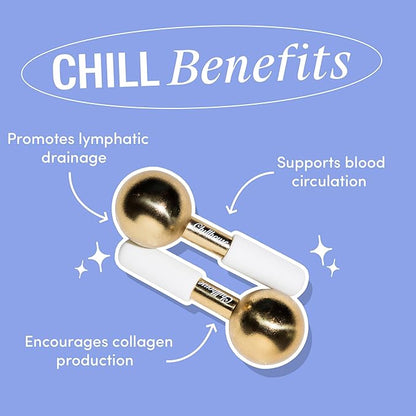 Chillhouse Chill Globes Gold Ice Roller for Face - Premium Skin Care Tools for Wrinkles & Fine Lines, Lifting, Contouring & Depuffing - Facial Ice Roller & Face Massager Tool for Women & Men