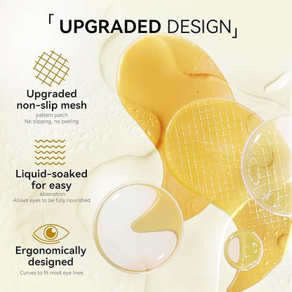 BREYLEE 24K Gold Eye Masks - 60 Pcs, Retinol & Caffeine Under Eye Patches for Reduce Fine Lines & Wrinkles, Puffy Eyes and Dark Circles Treatments, Improve and Firm Eye Skin