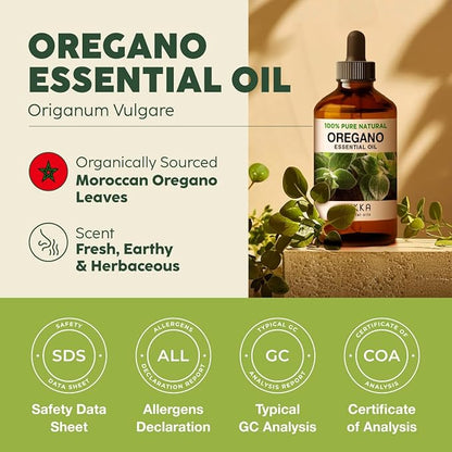 Kukka Oregano Essential Oil for Skin - 4 Fl Oz - 100% Pure Natural, Earthy & Herbaceous Scent, Perfect for Mother's Day Gifts, Diffuser, Nails, Candle & Soap Making DIY