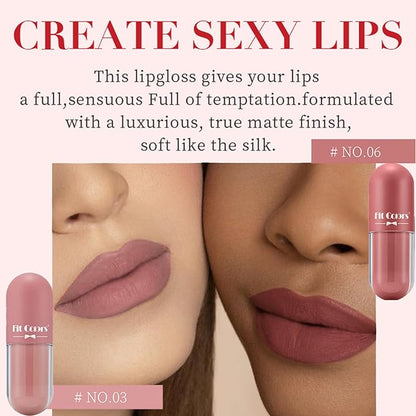 8PCS Nude Pink Lip Gloss Gift Set,Non-Fade Waterproof Liquid Lipstick,Lasting Pigmented Velvet Lipgloss Kit,Shiny Pink Matte Lipstick Set,Beauty Cosmetics Makeup Gift for Girls