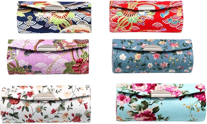Outman PACK of 6 Floral Lipstick Case Holder Storage