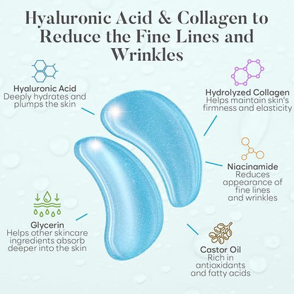 Hyaluronic Acid Under Eye Patches(30 Pairs) Under Eye Patches for Dark Circles, Under Eye Patches for Puffy Eyes and Dark Circles, Under Eye Mask, Eye Care, Puffy Eyes Treatment
