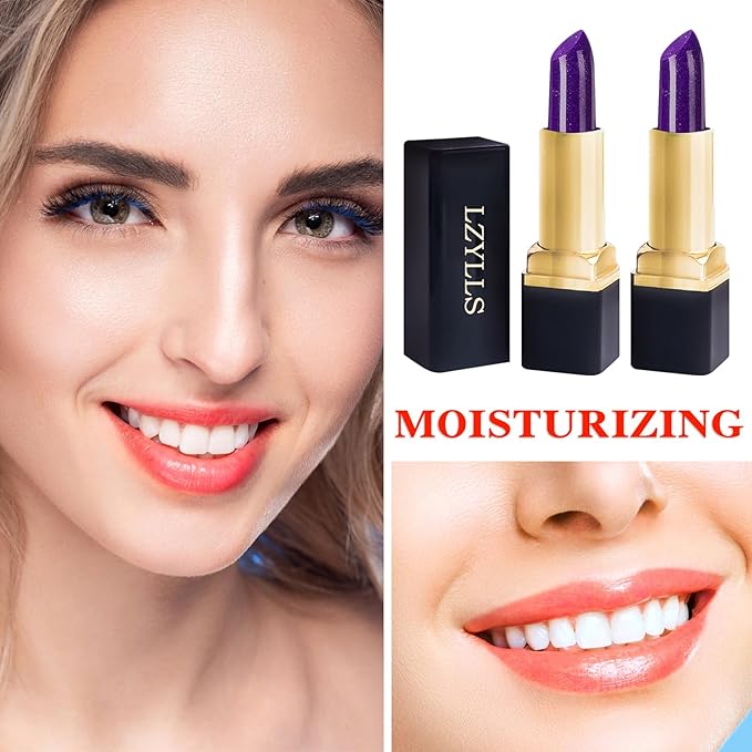 Color Changing Change Lipstick,Magic Lipstick Jelly Lip Balm,Moisturizer Tinted Lip Tint Stain Long Lasting Waterproof Temperature Color Change Lip Gloss