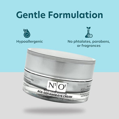 Age-Defiance Eye Cream - Day & Night Moisturizer with Nitric Oxide, Hyaluronic Acid, Complex Peptides, Ceramides - Hydrating Eye Cream for Dark Circles, Wrinkles, Fine Lines, Puffiness - 0.5 oz.