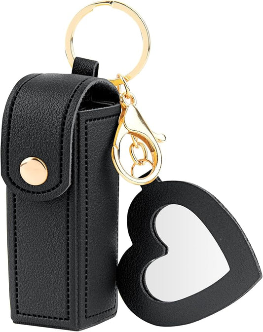 Lipstick Organizer Keychain Chapstick Case with Mirror Organizer