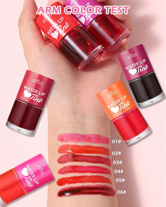 2 Colors Lip Tint Stain Set, Watery Tint Lip Gloss Long Lasting Waterproof Non-Stick Cup, Korean Lip Tint Glossy Lip Stain Mini Liquid Lipstick, Matte Velvet Tinta Para Labios Multi-use Lip Cheek Tint