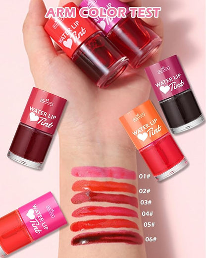 2 Colors Lip Tint Stain Set, Watery Tint Lip Gloss Long Lasting Waterproof Non-Stick Cup, Korean Lip Tint Glossy Lip Stain Mini Liquid Lipstick, Matte Velvet Tinta Para Labios Multi-use Lip Cheek Tint