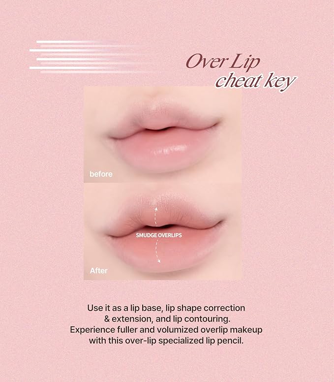 Heart Percent Dote On Mood Overlip Pencil & Stain Duo Set, Long-Lasting Creamy Lip Crayon & Pure Glow Tint Dewy Moisturizing Liquid Lipstick, #GirlCore Overlip Set