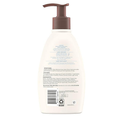 Aveeno Sheer Hydration Daily Moisturizing Fragrance-Free Lotion with Nourishing Prebiotic Oat, Fast-Absorbing Body Moisturizer for Dry Skin with Lightweight, Breathable Feel, 12 fl. oz (Pack of 2)