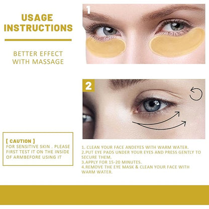 24K Gold Under Eye Patches - Hydrating Anti-Wrinkle Masks with Hyaluronic Acid, Vitamin C - Reduce Dark Circles, Puffiness - Firming, Brightening Treatment - 60PCS - All Skin Types
