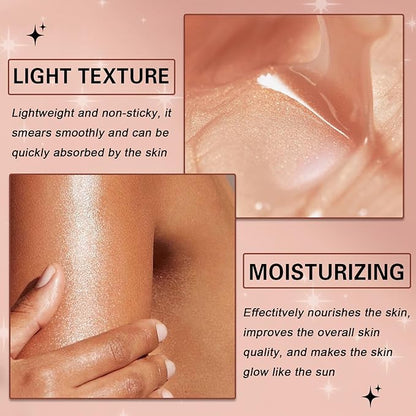 Body Glow Oil,SPF 45 Broad Spectrum,Body Oil Shimmer Sunscreen with Rose Gold Mica,Lightweight Non-Sticky,Moisturizing Coconut,Absorbs Quickly,3.72 fl oz,ROSE