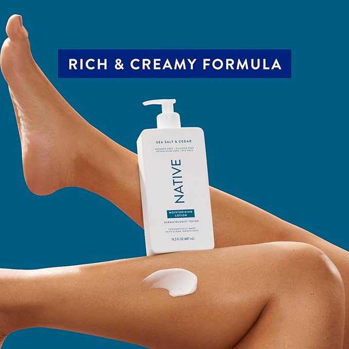 Native Body Lotion Contains Naturally Derived Plant-Based Moisturizers for Women and Men | Restores Dry Skin, Sea Salt & Cedar, 16.5 fl oz
