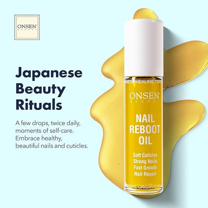 Onsen Secret Nail & Cuticle Repair Oil (2x10ml) - Dry Oil Formula - Japanese Tsubaki, Tea Tree & Jojoba - Strengthens Nails, Repairs Cuticles, Hydrates Skin & Hair - Natural & Vegan