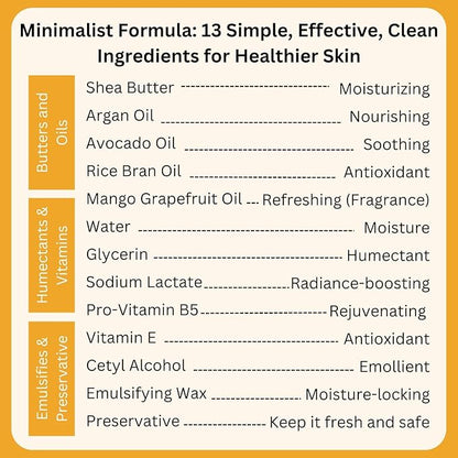 RaGaNaturals Natural Mango Shea Butter Lotion - Tropical Lotion with Vitamin E, B5, Argan & Avocado Oil - Refreshing, Hydrating & Nourishing Moisturizer - Vegan, Cruelty-Free & Paraben Free - 8 Oz