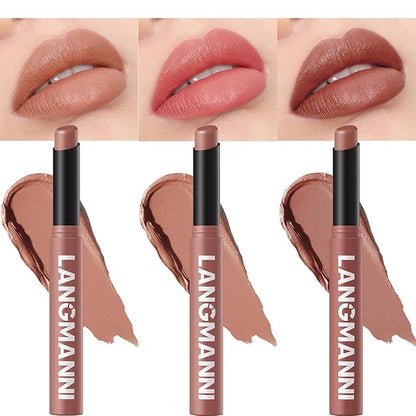 Jolilab 3 Pcs Velvet Matte Lipstick Nude Matte Lipstick