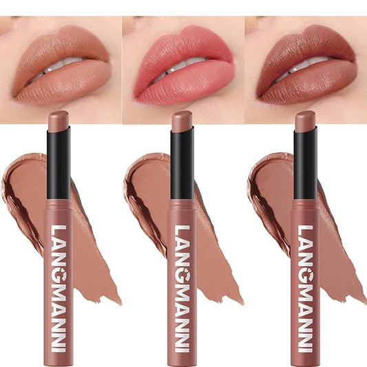 Jolilab 3 Pcs Velvet Matte Lipstick Nude Matte Lipstick