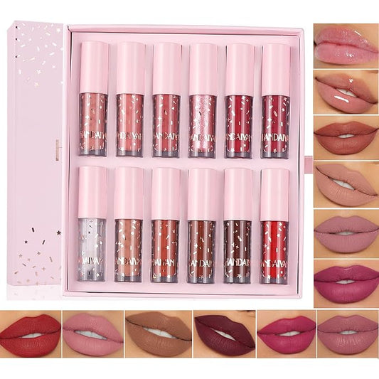 12 Colors Book Style Lip Gloss Velvet Matte Gloss