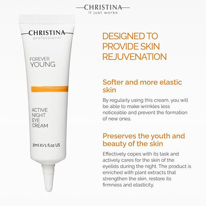 '-CHRISTINA- Forever Young Active Eye Night Cream with Retinol | Avocado Oil Eye Cream | Rejuvenates, Moisturizes, and Nourishes the Skin 30ml