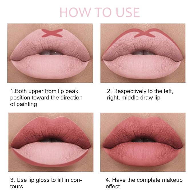 6Pcs Matte Lip Liner/Lipstick Set,Nude Matte Lip Liner Longwear