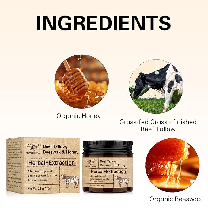 Beef Tallow Beeswax and Honey,2PCS