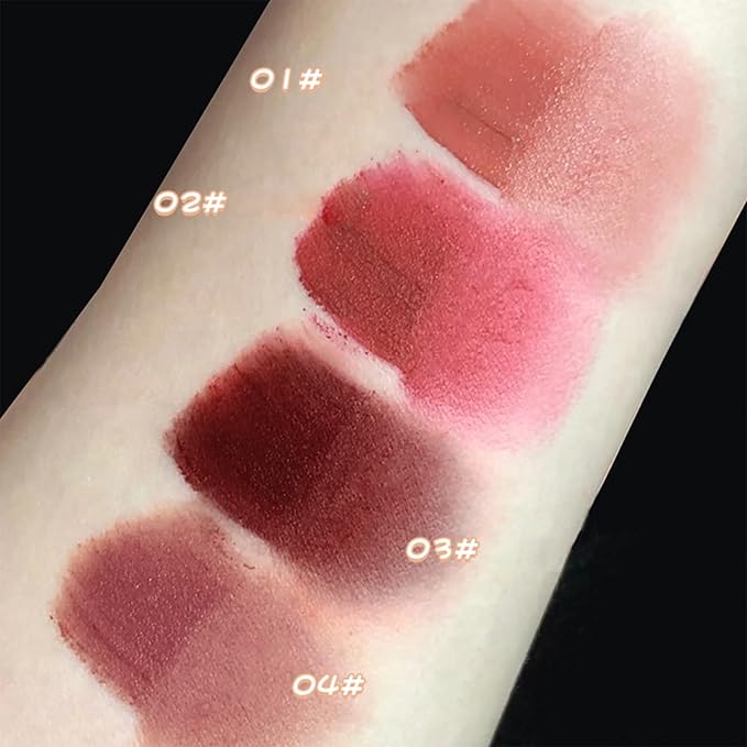 4PCS Bear Matte Velvet Lipstick, Waterproof Long Lasting Lip Gloss Lip Stain, Non Stick Cup Easy Coloring Liquid Lipstick,Moisturizing Velvet Face Lip Mud