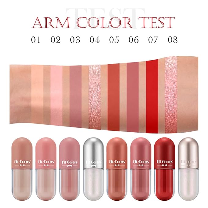 8PCS Nude Pink Lip Gloss Gift Set,Non-Fade Waterproof Liquid Lipstick,Lasting Pigmented Velvet Lipgloss Kit,Shiny Pink Matte Lipstick Set,Beauty Cosmetics Makeup Gift for Girls