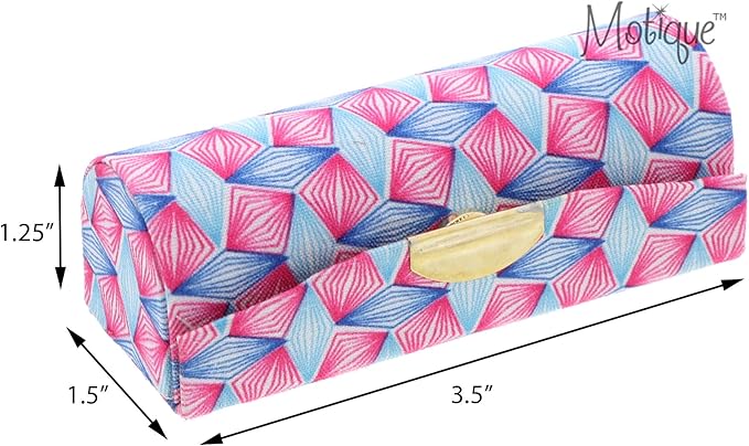 Motique Accessories Diamond Pattererned Fabric Lipstick Case with Mirror for Purse-Pink
