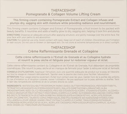 The Face Shop Pomegranate & Collagen Volume Lifting Eye Cream | Deep Revitalizing Cream for Elasticity, Firmness & Density | Anti-Aging Korean Moisturizer | Plump & Smoothen Your Skin, 3.38 Fl Oz