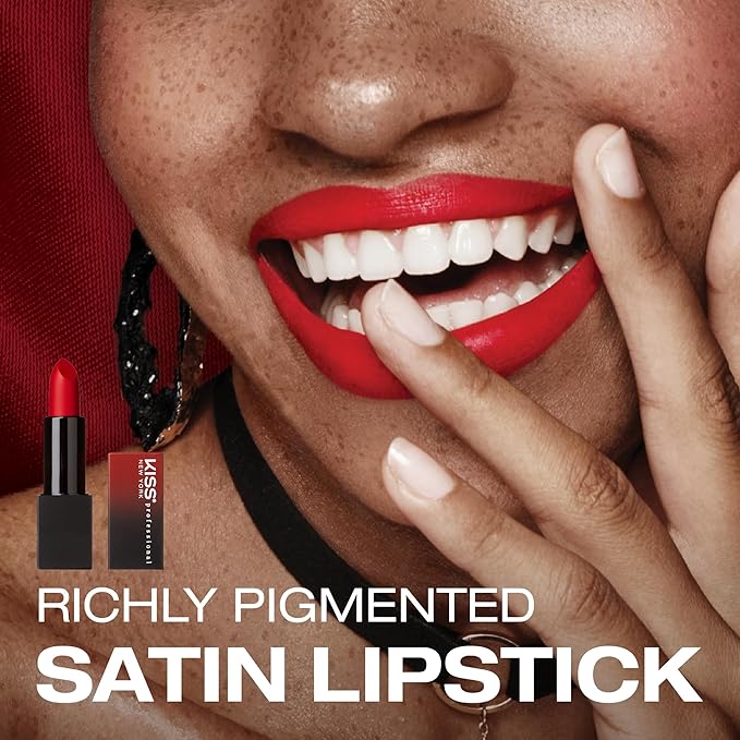 KISS NEW YORK Professional Rich Pigmented Lipstick, Smooth&Creamy Satin Finish, Long Lasting, Infused with Shea Butter and Vitamin E (Chestnut)