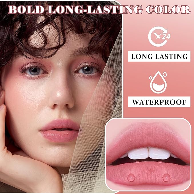 AWCCXMYM 3Pcs Matte Lipstick Nude Lip Stick Velvet Lip Stain Lightweight Long Lasting Waterproof Non-Stick Cup Not Fade Lip Gloss Set Makeup For Women