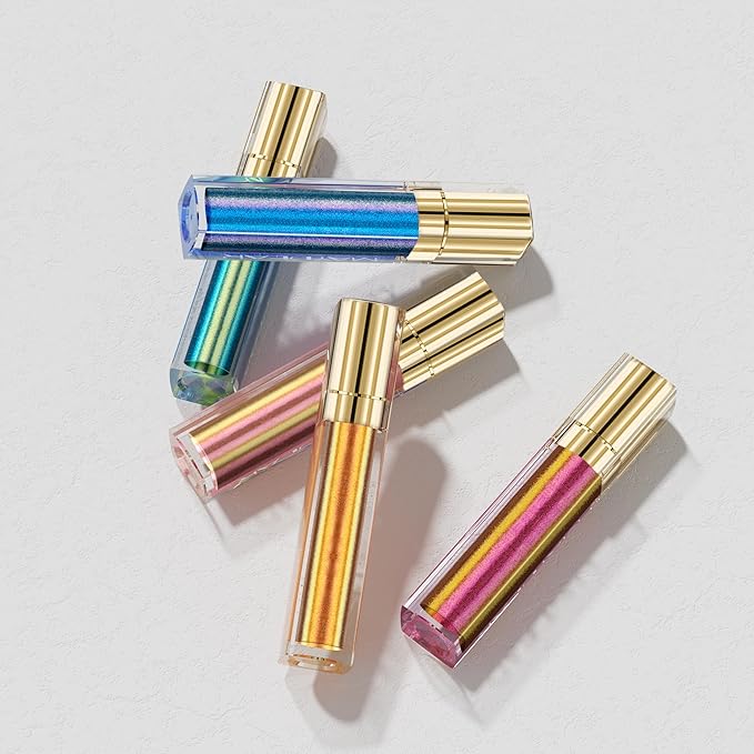 Maydear Chameleon Lipstick for Women, Multichrome Lip Stick Set Color Changing Blue Gold Green Pink Lipstick Makeup Kit Long Lasting Metallic Lip Gloss for Girls