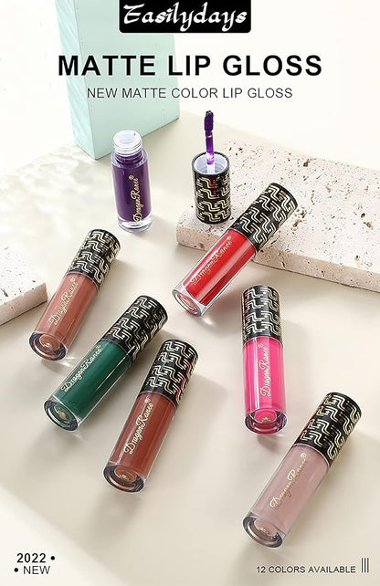 Halloween Dark Matte Liquid Lipstick for Women, Long Lasting Waterproof Lip Gloss, Face Body Painting, Vivid Vampire Lip Stain for Masquerade, Party Goth Makeup, Cosplay (#08 Nude Pink)