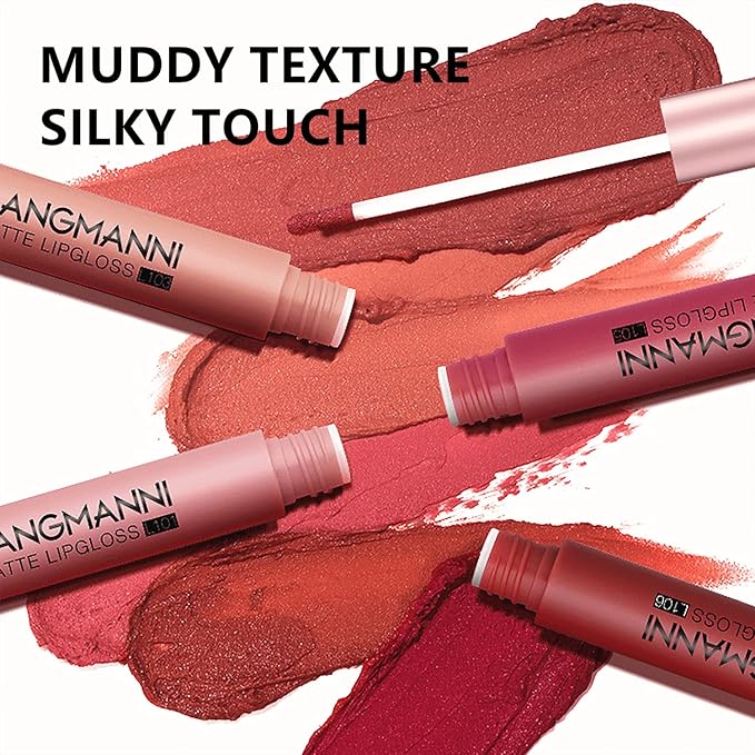 6 PCS Matte Liquid Lipstick Set, Velvet Muddy Burgundy