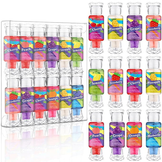 12 Pcs Cute Lip Gloss for Kids, Candy Shape Lip Gloss Set, Fruity Flavored Lip Gloss Set Lip Gloss in Assorted Fruity Flavors, Teen Girls Party Supplies Make-up for Ages 8-12