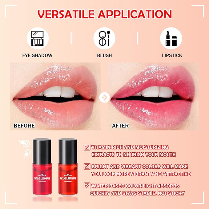 4 Colors Lip Tint Stain Set,Moisturizing Mini Liquid Set,Moisturizing