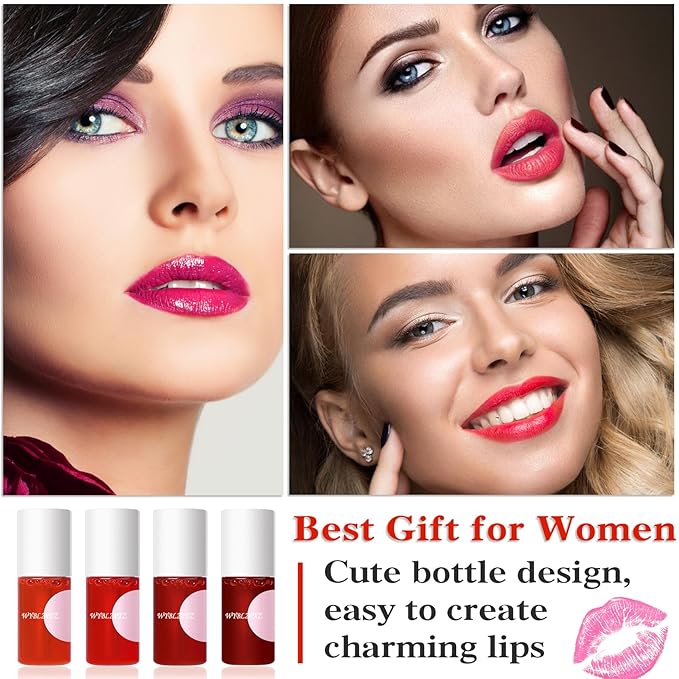 4 Colors Wine Lip Tint,Liquid Wine Lipstick,Wine Tint Long