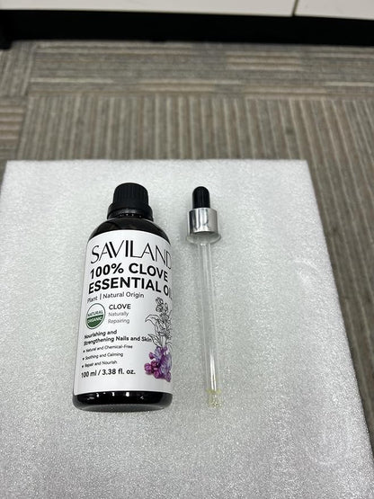 SAVILAND Clove Oil for Effective Brittle Nails Repair: Natural Clove Essential Oil 100% Pure Orangic Nail Growth for Damaged Nails Toenail Renewal Cuticle Hand Foot Care Home