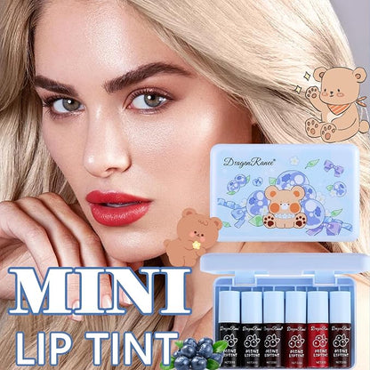 6 Colors Lip Tint Stain Set, Korean Lip Gloss Plumping Lip Tint Moisturizing Watery Mini Liquid Lipstick, Multi-use Lip and Cheek Tint, Long Lasting,Non-Stick Cup Lip Makeup