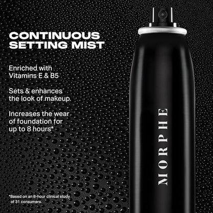 Morphe Continuous Setting Mist - Micro-Fine Setting Spray for Makeup with a Natural Finish - Helps Makeup Resist Caking or Fading & Increases Wear of Foundation (3 Count, 2.8 fl oz)