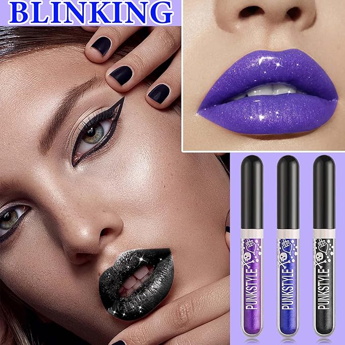 3 PCS Matte Glitter Liquid Lipstick Set,Shimmer Diamond Glitter