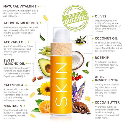 COCOSOLIS SKIN Stretch Mark Dry Oil | Organic Anti Stretch Mark Oil for Pregnancy | Natural Oils + Vitamin E | Rebuilds Skin`s Collagen (110 ml)