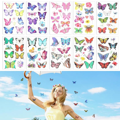 20 sheets/198pcs butterfly temporary tattoos,