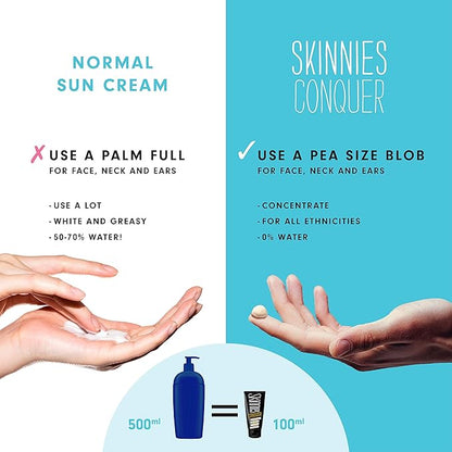Skinnies 100ml SPF50+ CONQUER, Sungel Sun Cream, Broad Spectrum, Reef Safe, Water Resistant 4 hours